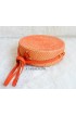 coloring rattan circle sling leather bags orange color